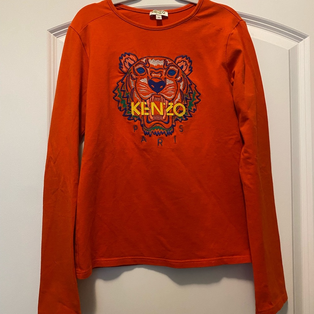 Kenzo Orange Long Sleeve Tee with Iconic Tiger Logo